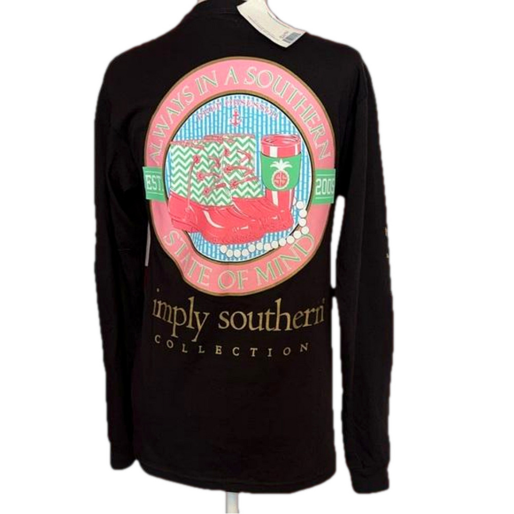 NWT Black Long Sleeve Simply Southern Always in a Southern State of Mind S